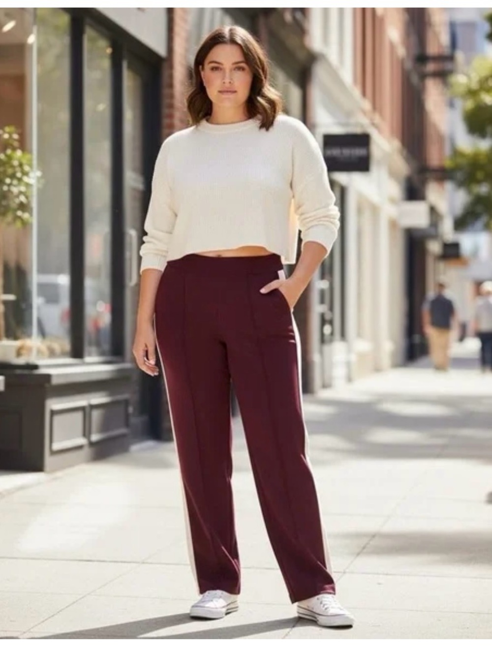 Babaton High-Rise Wide-Leg Pants in Burgundy